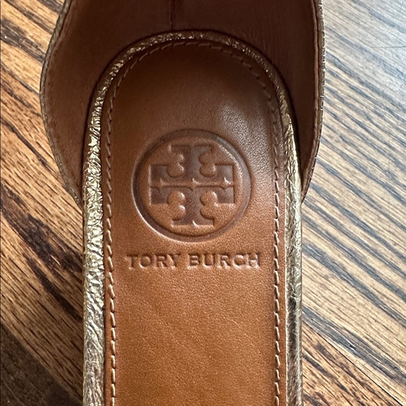 Tory Burch Metallic Gold Heels - Picture 7 of 8